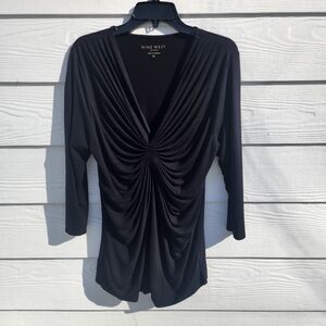 XL Elegant Black Draped Top
